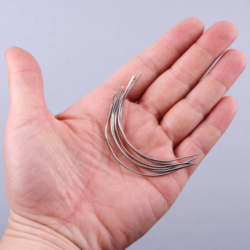 9cm Long C Type Curved Needles Hair Weaving Thread/Sewing Needle for Hair Extension Tool 12pcs hair extensions tool