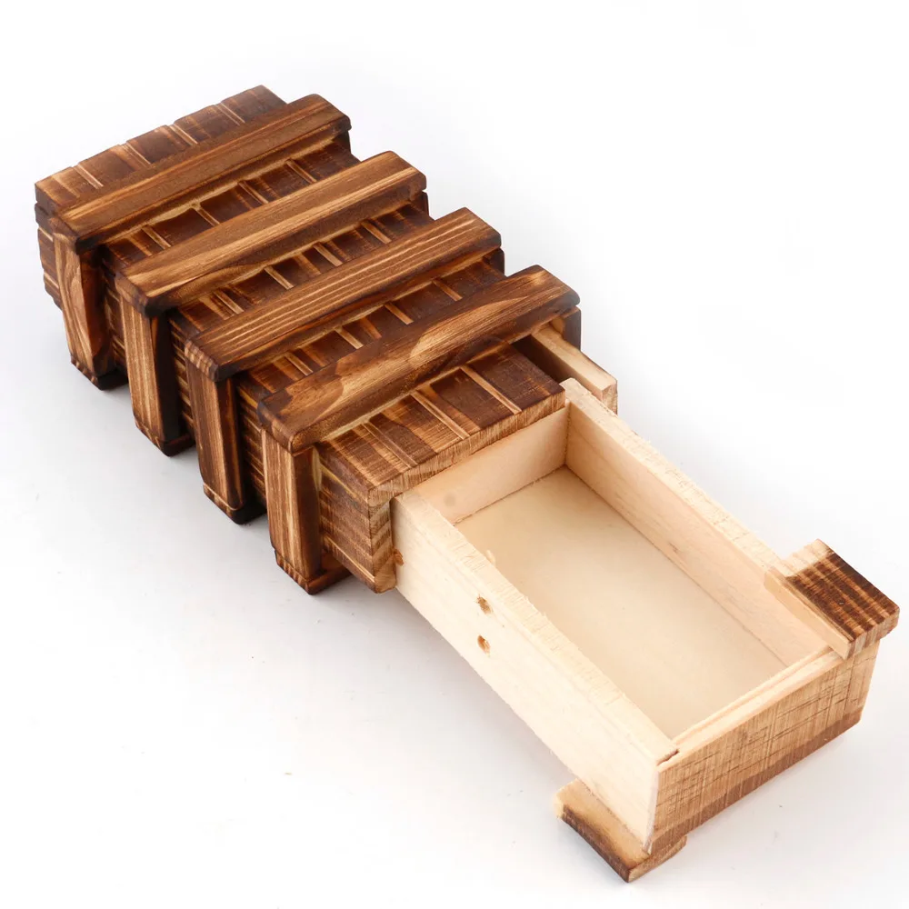 

Puzzles Vintage Wooden Puzzle Box with Secret Drawer Magic Compartment Brain Teaser Wooden Toys Puzzles Boxes Kids Wood Gift fun