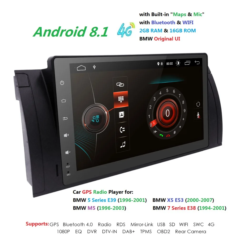 Емкостный Экран! gps навигации 9 &quotAndroid8.1 автомобиля NODVD плеер для BMW E39 5 серии 97-07 Range