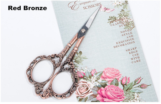 Colors European Vintage Floral Pattern Scissors Nail Art Foil Cutter Seamstress Blossom Scissor Antique Sewing Fabric Tool