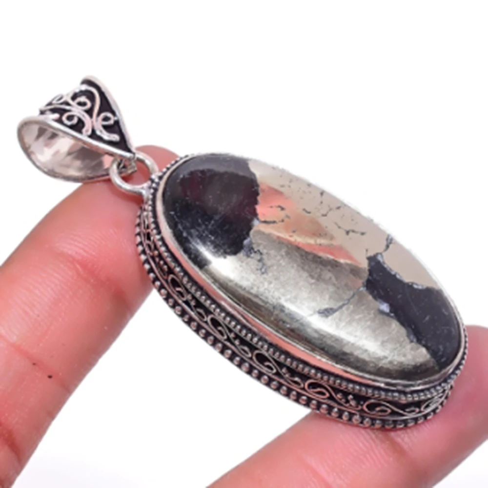 

Pyorite Pendant Silver Overlay over Copper , 61 mm, P6656