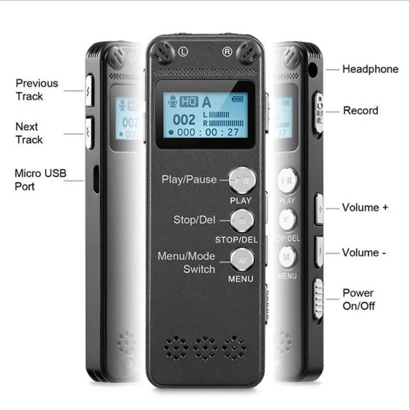 Интеллектуальный рекордер уменьшения шума 8GB записывающая ручка MP3 музыкальный плеер с 3,5 мм наушником микрофонным разъемом 13 часов время записи