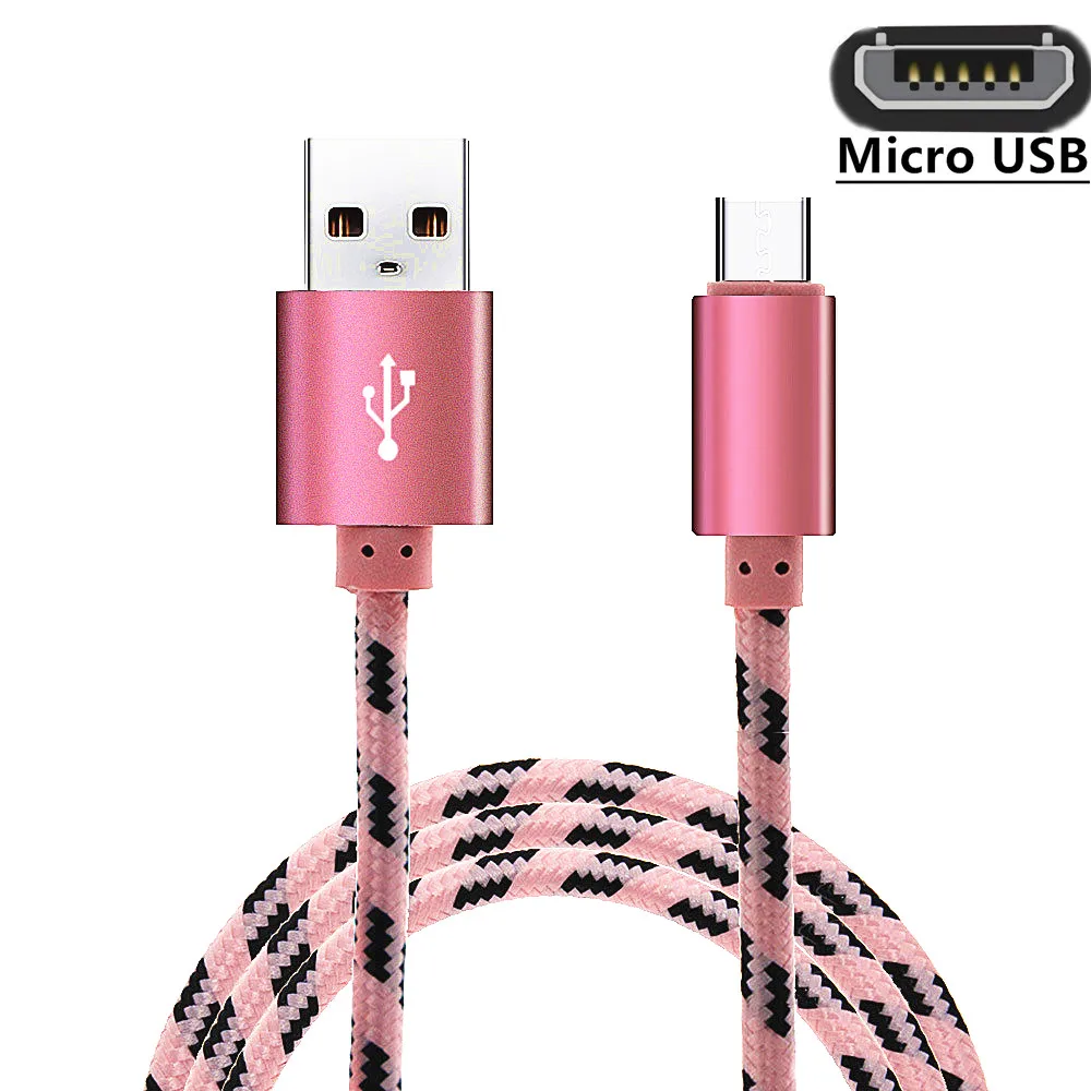 2 м 3 м Micro USB кабель для зарядки Microusb длинный кабель для зарядного устройства Android шнур для Samsung Galaxy J3, J5, J7 года S7 Edge lenovo zte - Цвет: Розовый