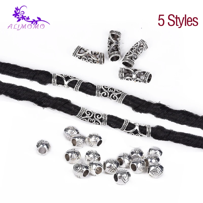 Beauty 50Pcs/Lot Tibetan Silver Dread Dreadlock Beads Cuff Clips 5