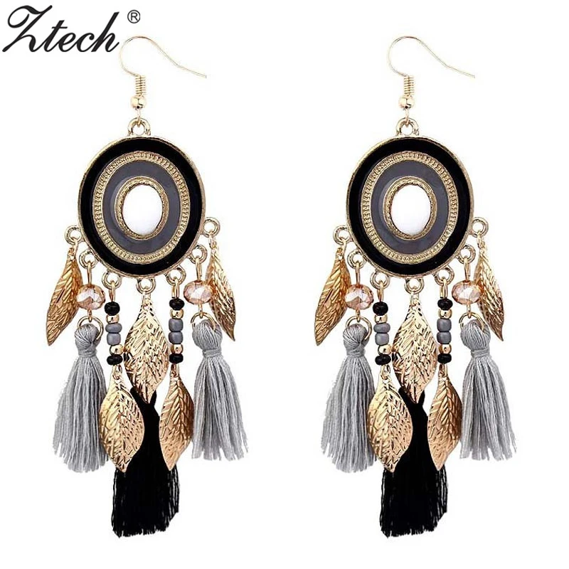 

Ztech Bohemia Statement Tassel Earrings 4 Colors Drop Earrings for Women Wedding Long Fringed Earrings Jewelry Gift Accessories