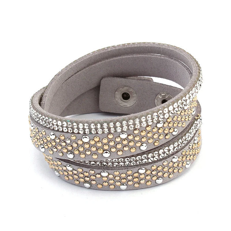 1 pc/lot Free Shipping Fashion Style Charm Crystal Rhinestone Leather Bracelet&ampbangles Flannelette Bracelet For Party Wedding | Украшения
