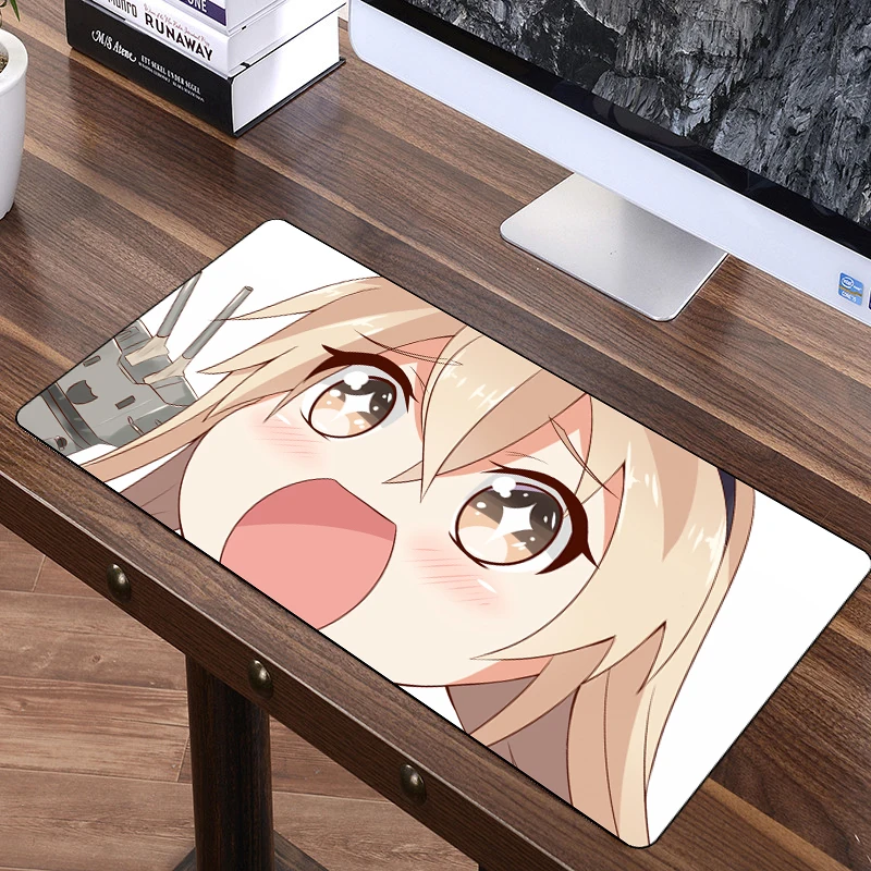 

FFFAS Large Cute Girl Big Face Mouse Pad Mat Surprise Amaze Expression Computer Desk Table Mousepad Office Cartoon rug Gift