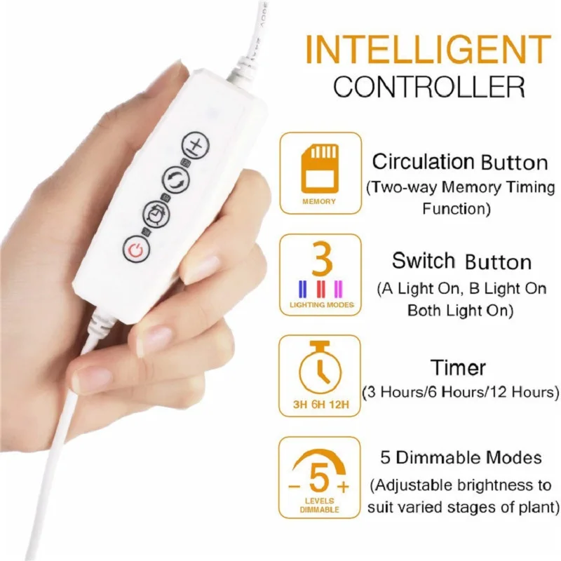 DC 5 в USB с таймером затемнения E27 светодиодный свет для выращивания солнца полный спектр 45 Вт 88/120/132 светодиодный светильник для растений
