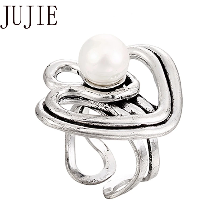 

JUJIE Fashion Geometric Rings For Women 2019 Antique Simple Wedding Adjustable Ring Jewelry Dropshipping