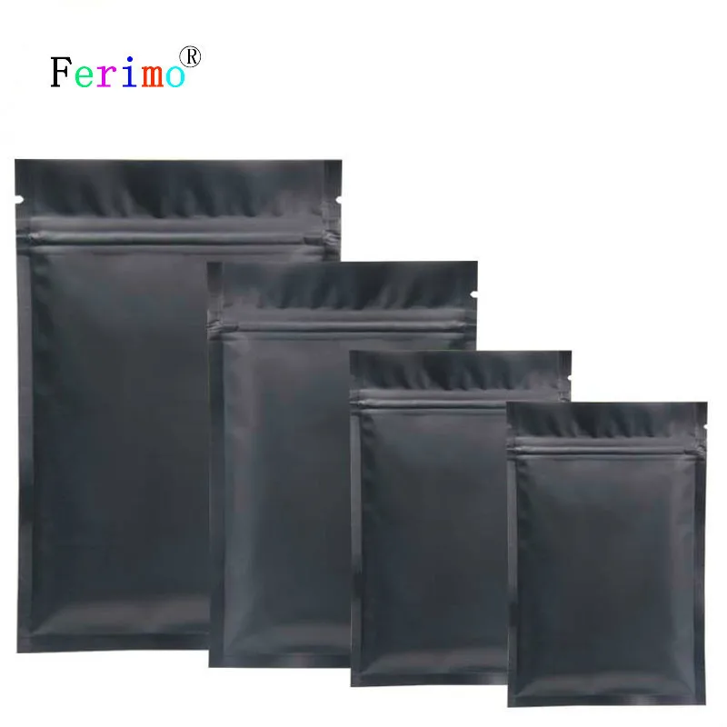 100pcs Ferimo Metallic Mylar ziplock bag flat bottom Black Aluminum