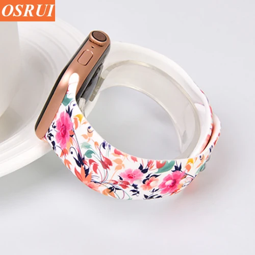 Ремешок OSRUI для apple watch band 4 44 мм 40 мм correa aple watch 42 мм 38 мм резиновый силиконовый Браслет iwatch 3 Аксессуары - Цвет ремешка: Carnation