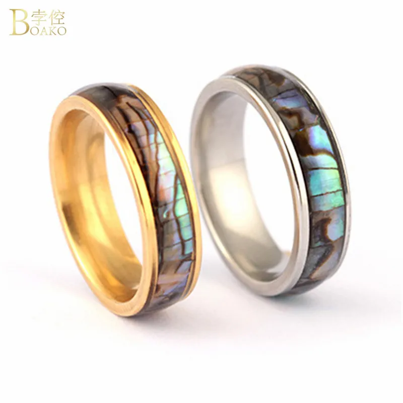 

BOAKO Sainless Seel Rings for Women Shell Colorful Ring Love Couple Wedding Engagement Ring Fashion Party Jewelry anillos mujer