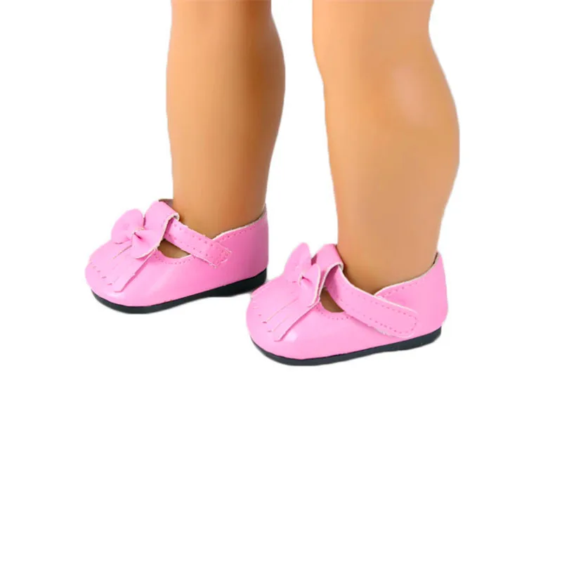 Blau/Grün PU-Leder Schuhe für 18 Zoll-amerikanische Mädchen-Puppe-Kind 