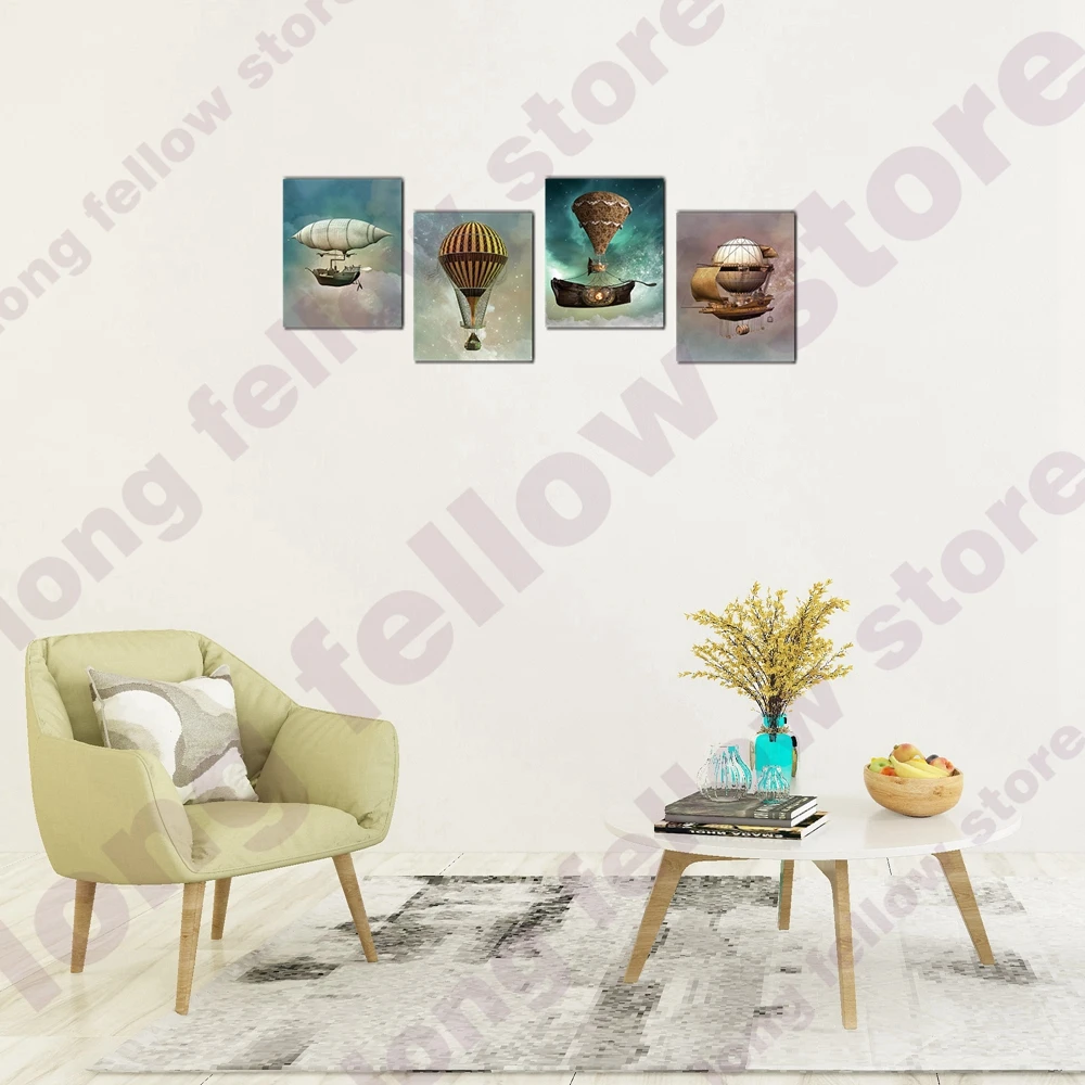 Canvas Wall Art Hot Air Balloon Starry Space Steampunk Airship Picture Poster for Boys Living Room Nursery Decor Dropshipping Canvas Wall Art Hot Air Balloon Starry Space Steampunk Airship Picture Poster for Boys Living Room Nursery Decor Dropshipping