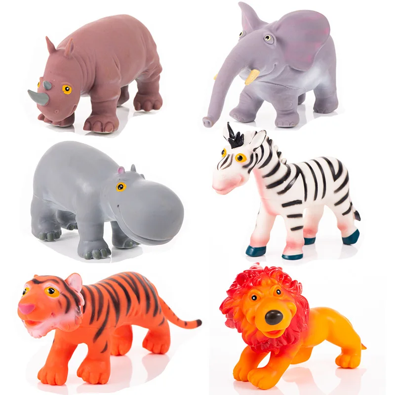 

Simulation animal model toy cartoon forest animal lion tiger elephant model decoration 6PCS/Set