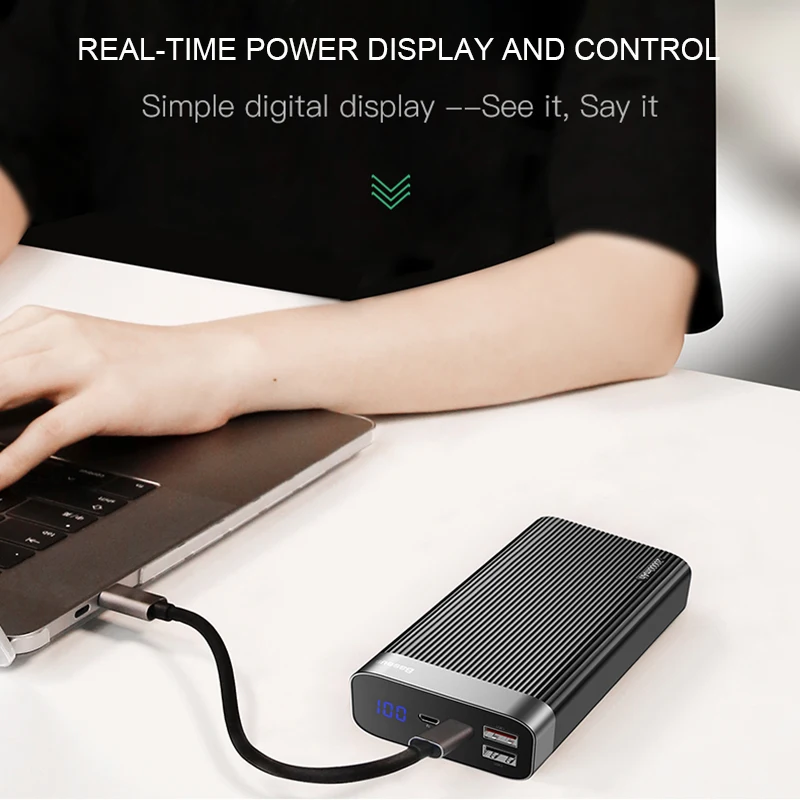Baseus Power Bank 20000mAh USB Type C PD+QC3.0 Quick Charger LED Display Battery For Mobile Phone External Battery LED Powerbank Baseus Power Bank 20000mAh USB Type C PD+QC3.0 Quick Charger LED Display Battery For Mobile Phone External Battery LED Powerbank