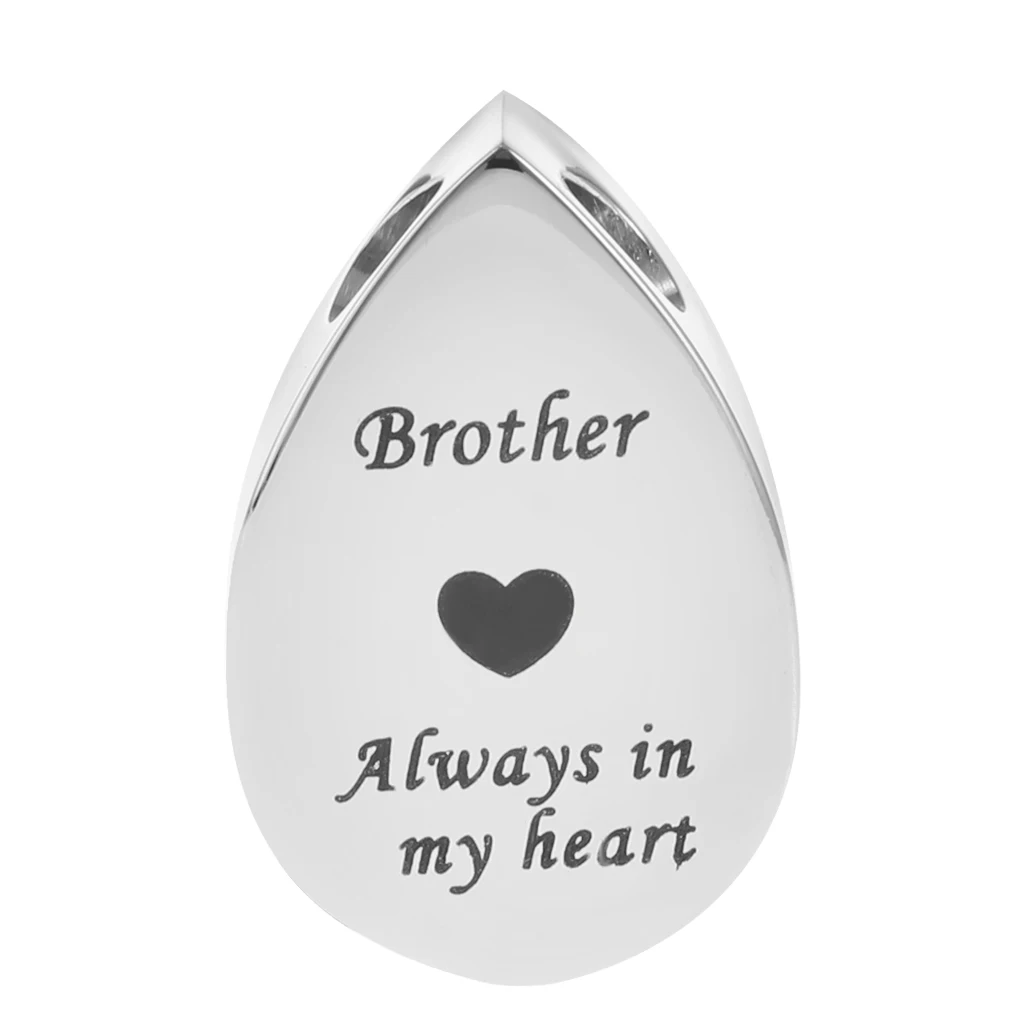 Classic Teardrop Stainless Steel Always in My Heart Mini Urn Memorial Keepsake Pendant for Earring Necklace Keyring Charms