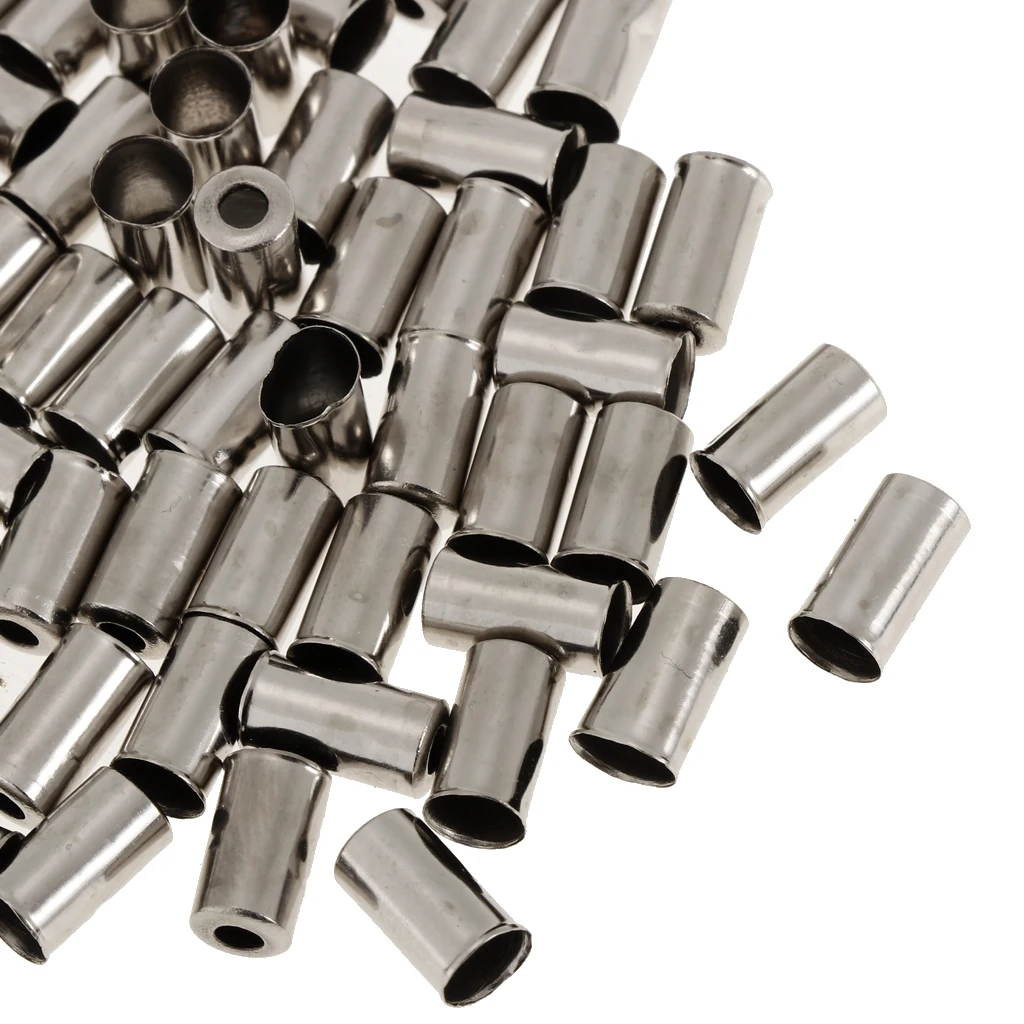 

100 Pieces Bicycle Cycling Brake Cable End Cap Silver Aluminum Pipe Protector