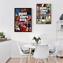 GTA 5 San Andreas Vice City Vintage cuadro artístico impreso sobre lienzo póster imágenes de pared para habitación decoración del hogar Decoración de pared sin marco