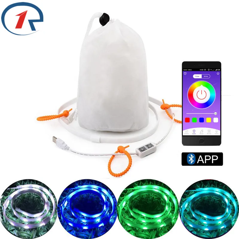 

ZjRight LED Strip Light iOS Android APP control outdoor Portable Rope Lantern Tent Camping Hiking bike Emergency Survival lights