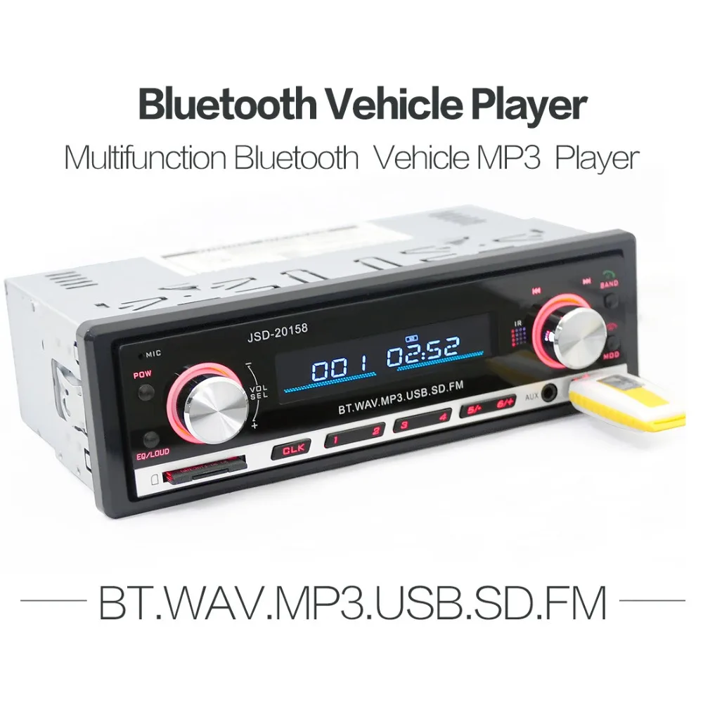 Car Stereo Digital Car Radio Autoradio 12V Bluetooth 1 Din FM Aux Input Receiver In-dash SD USB MP3 WMA APP Car Radio Player