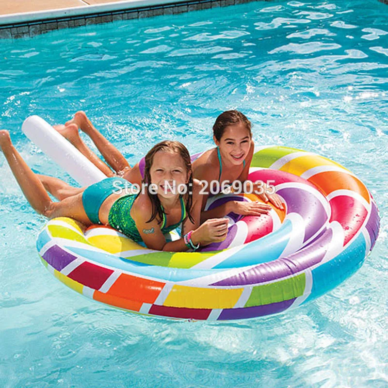 200 cm géant arc-en-ciel gonflable sucette enfant piscine flotteur énorme bonbons flottant radeau fête de l'eau enfants jouets amusants chaise longue Air Mattres