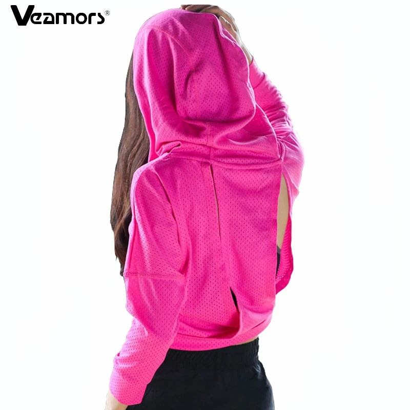 

VEAMORS Women Hooded Yoga Shirts Jersey Breathable Fitness Yoga Tops Long Sleeve Workout Sports T Shirt Gym Running Jacket Tops