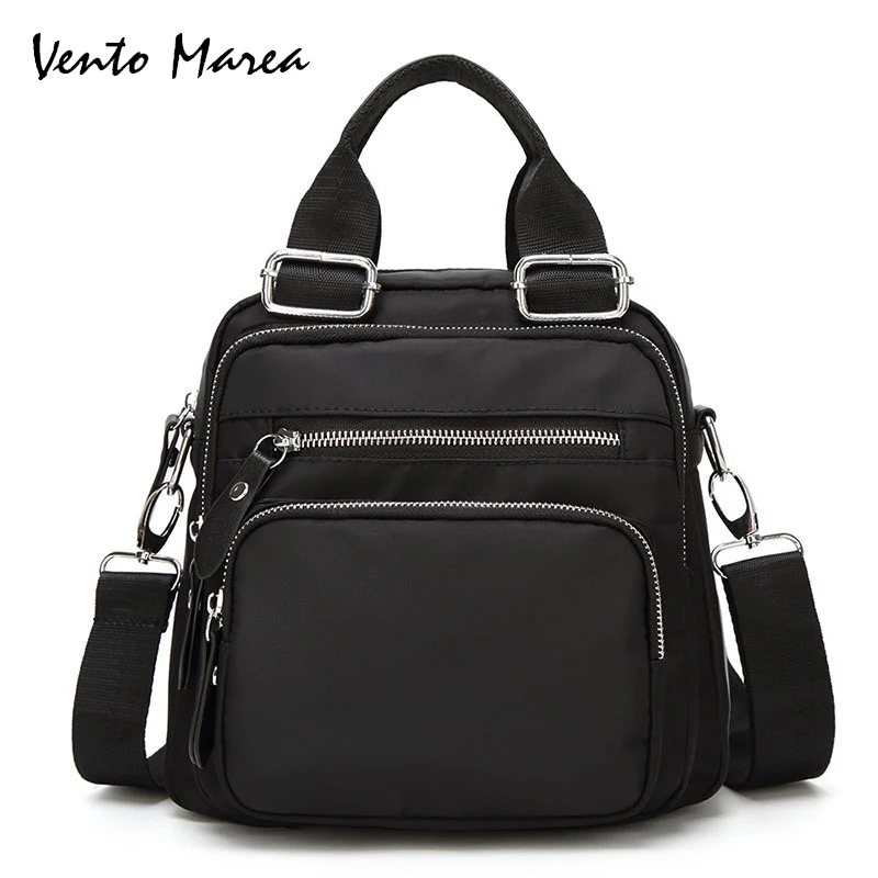 Original Vento Marea Women Handbag Solid Black Multi Function Tote Canvas Large Fashion Shoulder ...