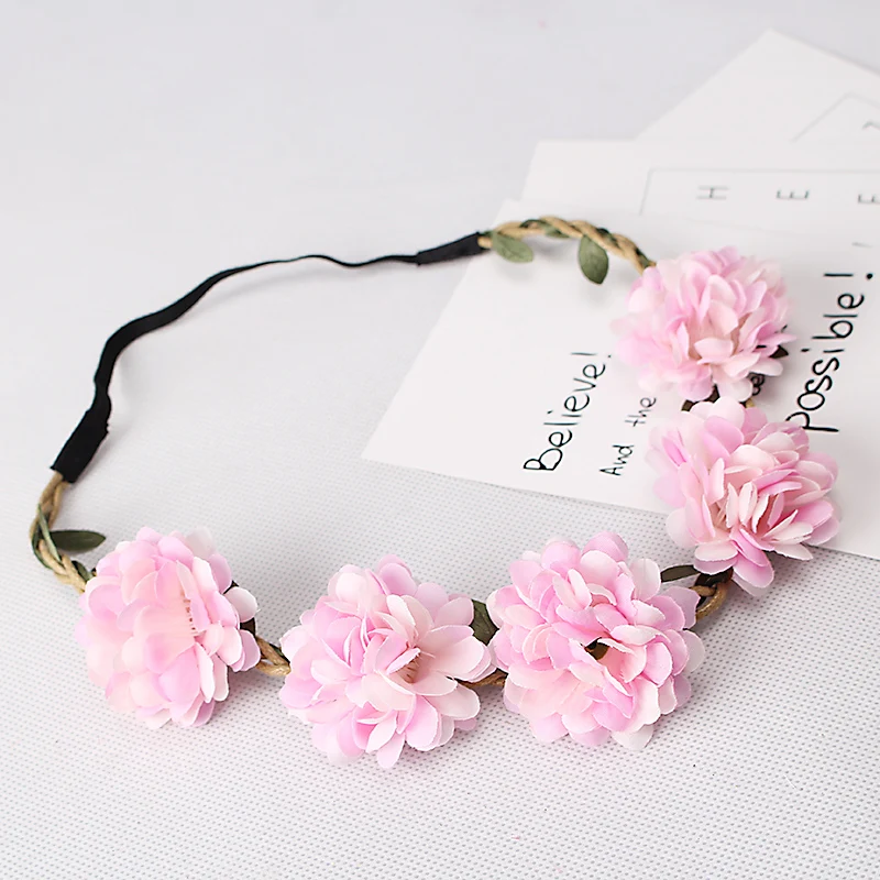 Brightly Coloured Flower Bun Ring Elastic Garland Band Hair Scrunchie Festival