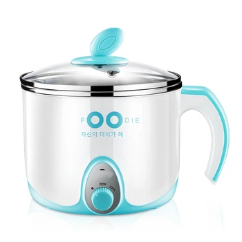 

White and Light Blue Electric Cooker Dorms Pots Students Mini Cooking Pot
