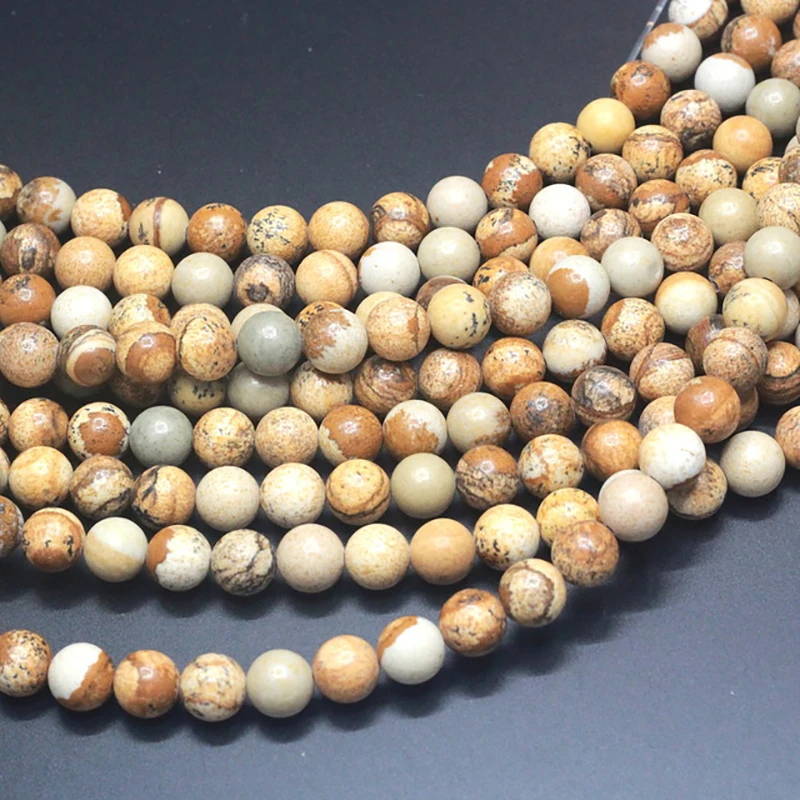 4/6/8/10/12MM Round Picture Stone Beads and for Jewelry Making DIY Original Bracelet Necklace Jewelery Strand 15&quot | Украшения и