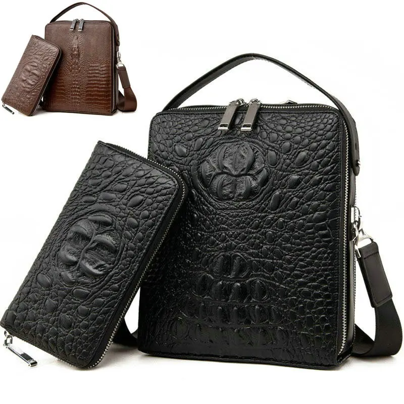 Мужская сумка через плечо из натуральной крокодиловой кожи|crocodile leather handbag|brand