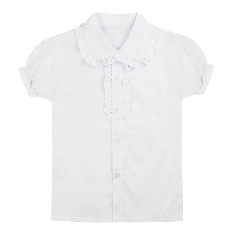 Белая блузка для больших девочек; летняя хлопковая кружевная блузка для девочек; рубашки для девочек; повседневная детская одежда; школьная форма; рубашки