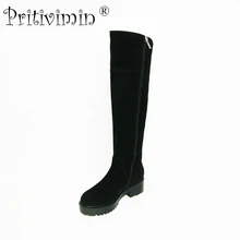 Pritivimin FN77B women winter warm real wool fur lined shoes Ladies leather botte girls over the knee high boots factory direct