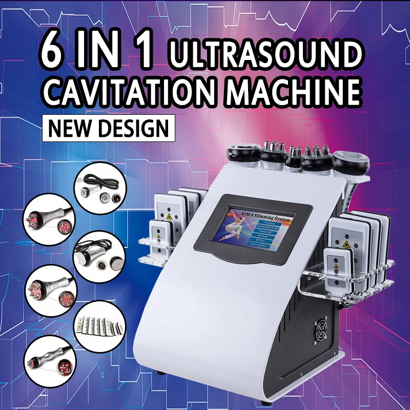 

New Design 6 In 1 Ultrasonic Cavitation Vacuum Lipo Laser Slimming Machine for Spa CE Fast Shipping