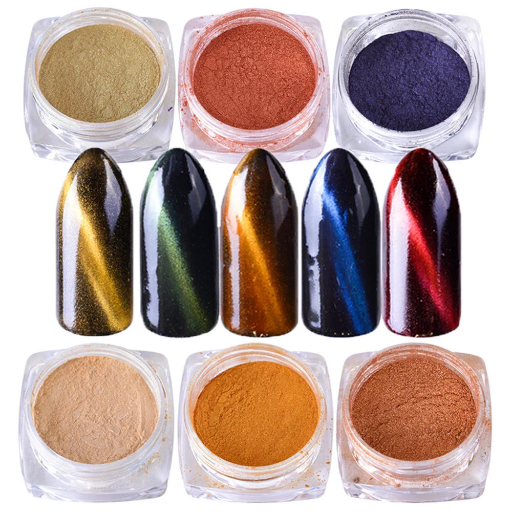 

1 Box Cat Eye Glitter Sequins Nail Art Shining Powder Red Black Charming Dust Manicure 3D Decoration For Nails Chameleon BE177