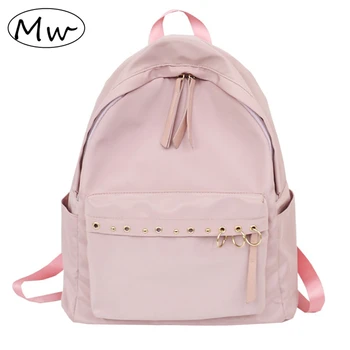 

Moon Wood Harajuku Style Metal Ring Girls Backpack Nylon Bag Waterproof School Bag Back Pack Rucksack Women Notebook Backpack