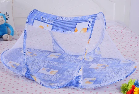 Летняя для младенцев малышей противомоскитная сетка портативная детская кроватка Складная москитная сетка детская подушка матрас - Цвет: Синий