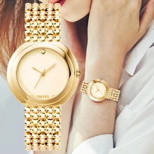 SMAEL moda altın kadın saatler Top marka lüks bayanlar kuvars kol saati saat rahat su geçirmez kol saati Relogio Feminino