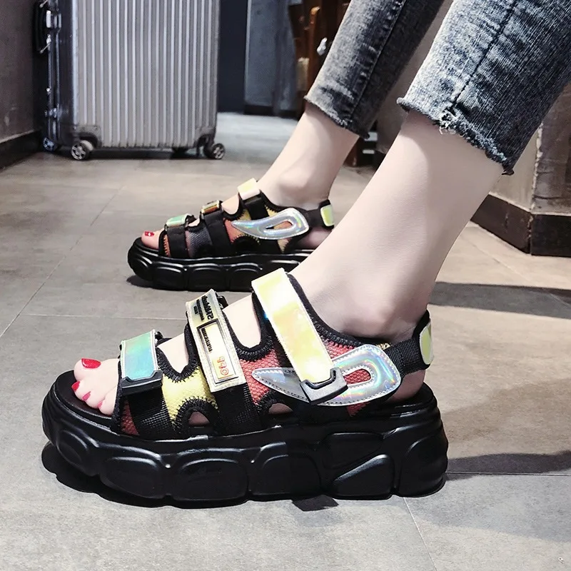 

Summer Platform Shoes Sandals Women 2019 New Thick Bottom Open Toe Sport Sandals Quality Heighten Roman Dad Shoes Beach Women