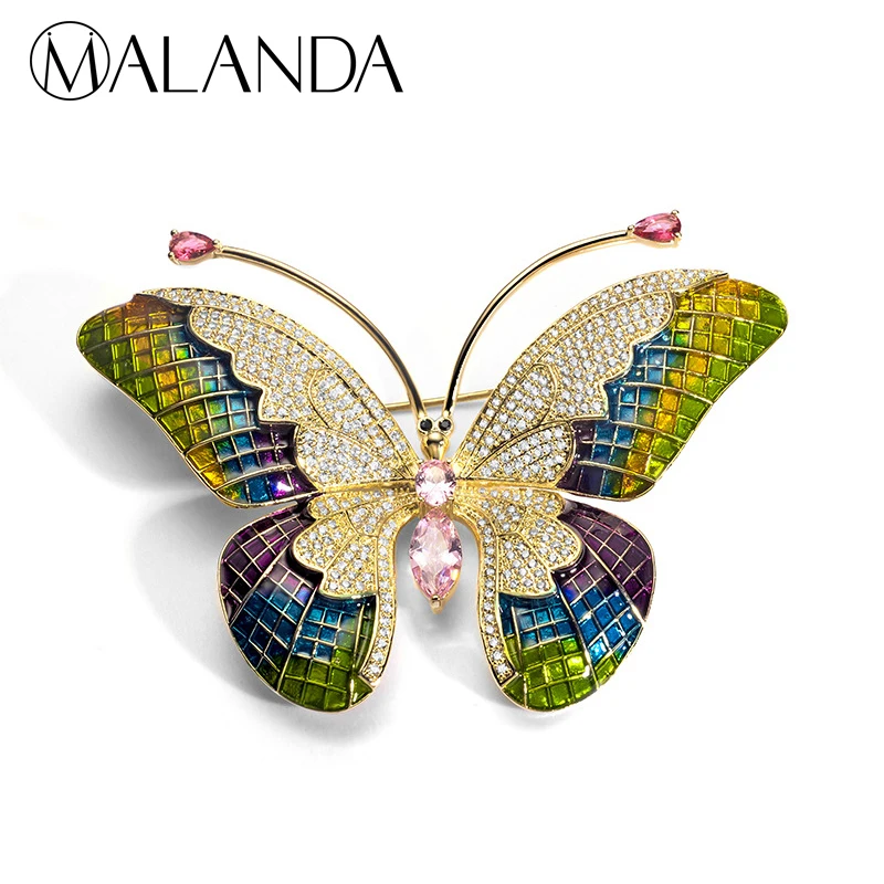 

MALANDA Brand Exclusive Design Noble Colorful Butterfly Brooch Luxury Zircon Brooches For Women New Fashion Jewelry Girl Gift