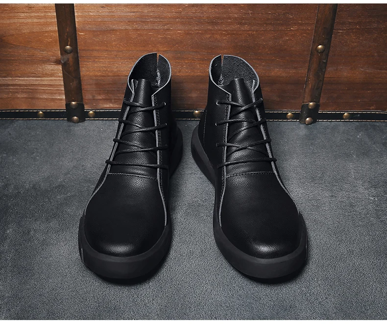 LINGGE/мужские повседневные Ботинки martin на шнуровке; модные мотоциклетные ботинки; рабочие мужские ботильоны с круглым носком; однотонная обувь
