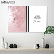 Scandinavische Citaat Posters Dream Inspirational Canvas Prints Blush Roze Wolken Painting Roze Slaapkamer Wall Art Decor