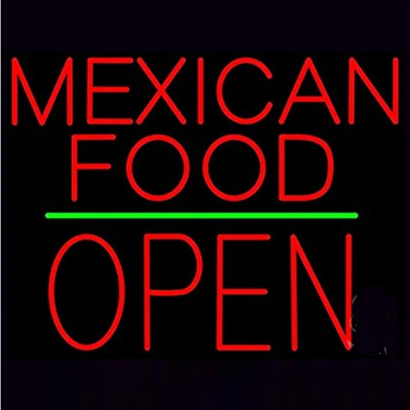 Mexican Food Open Neon Sign real Glass tube Neon Lamps Neon Signs Beer