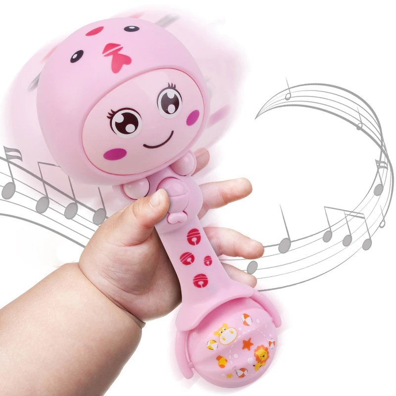 Buy Cute Baby Rattles Hand Bells Pink Animal Shaking