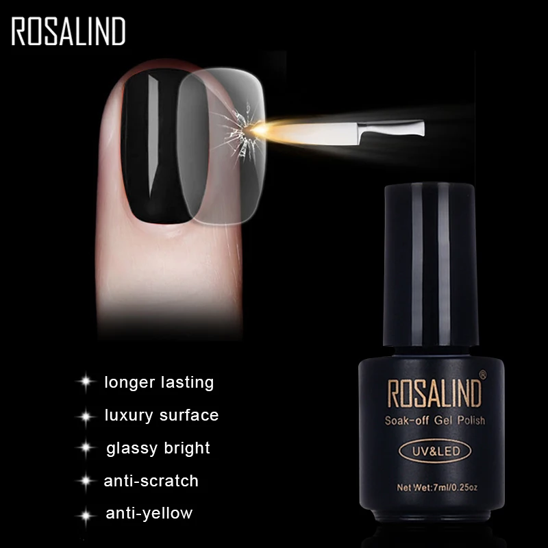 ROSALIND 7ML Base&Top Nail Gel Polish Tempered Top Rein Force Gel Rubber For Semi Permanent Nail Manicure Nail Art Gel Varnishes