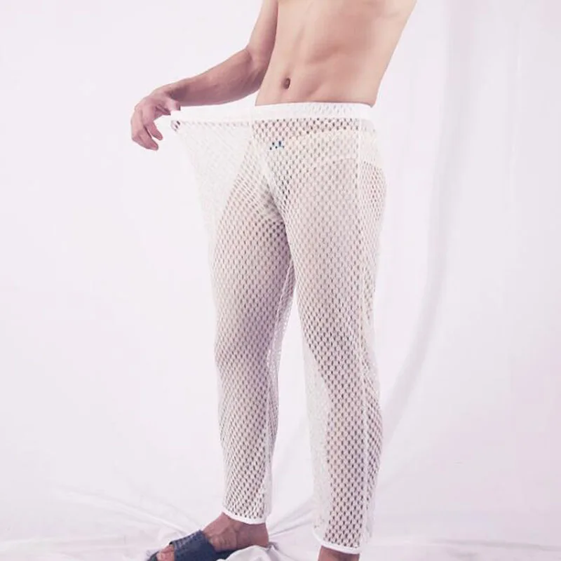 Мужская пижама hombre ropa interior прозрачные домашние штаны сексуальное Сетчатое