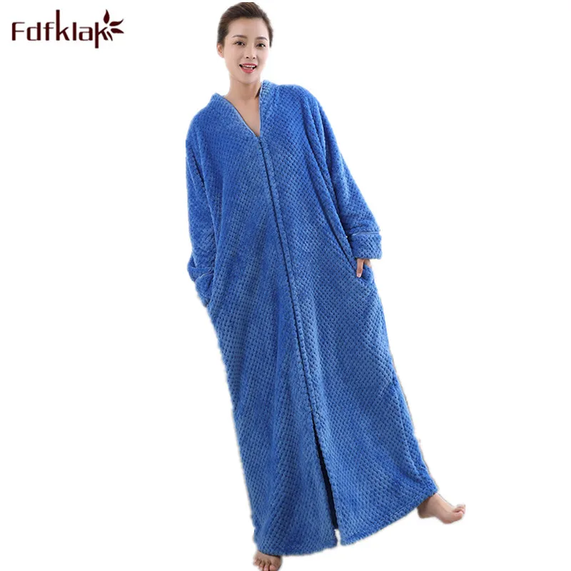 Fdfklak Hot Selling Women Plus Size Thickening Warm Bathrobe Winter