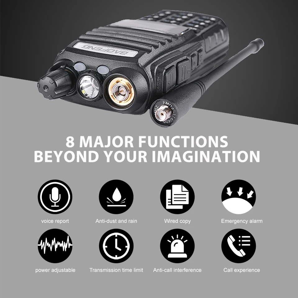 2pcs Baofeng UV-82 Long Range Walkie Talkie 10km Dual PTT Portable UV 82 Two Way Radio FM Radio Ham Hf Transceiver UV82 CB Radio