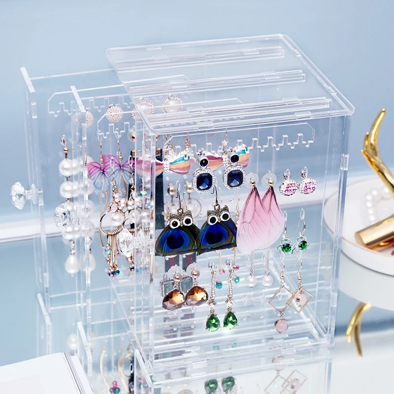 Billig ANFEI Neue Transparente Kristall Schmuck Kunststoff PS Zeigt Regal Halskette Armband Rack Ohrringe Aufhänger Nail art Display Stand